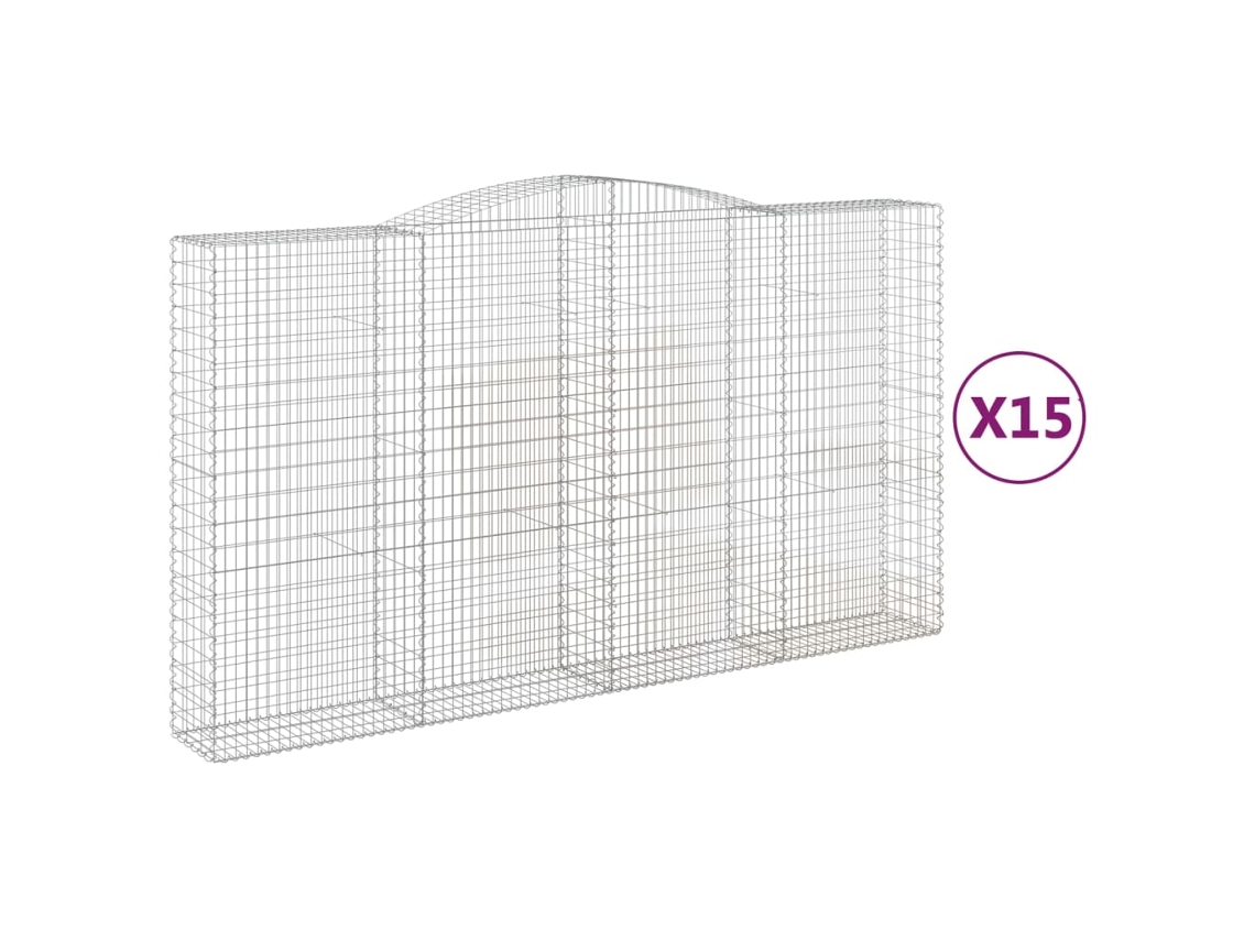 Gabion Basket, Gabion Baskets Vidaxl Prateado Ferro (400 X 50 X 220/240 Cm)