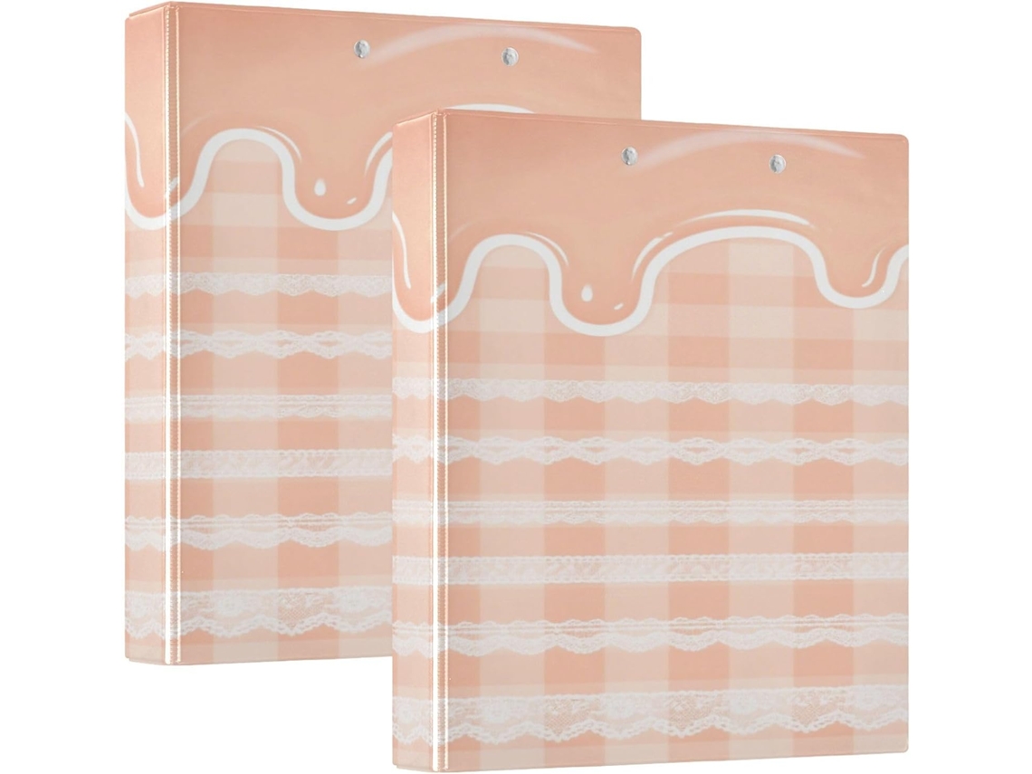 Lolita School Pasta 1, 5 Polegadas Com 3 Argolas, Estampa Xadrez E Detalhes Em Renda, Com Prancheta, Pacote Com 1 2 Unidades