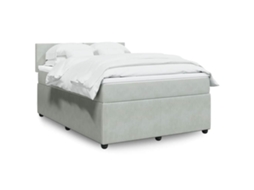Vidaxl Cama Com Molas/colchão 140x200 Cm Veludo Cinzento-claro