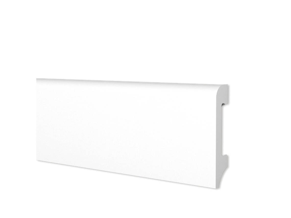 Rodapé Bc Escovado em Polímeros Hi-Tec Equalwood 75X14Mm Preto Branco Alumínio Etc. Branco ETERNAL PARQUET