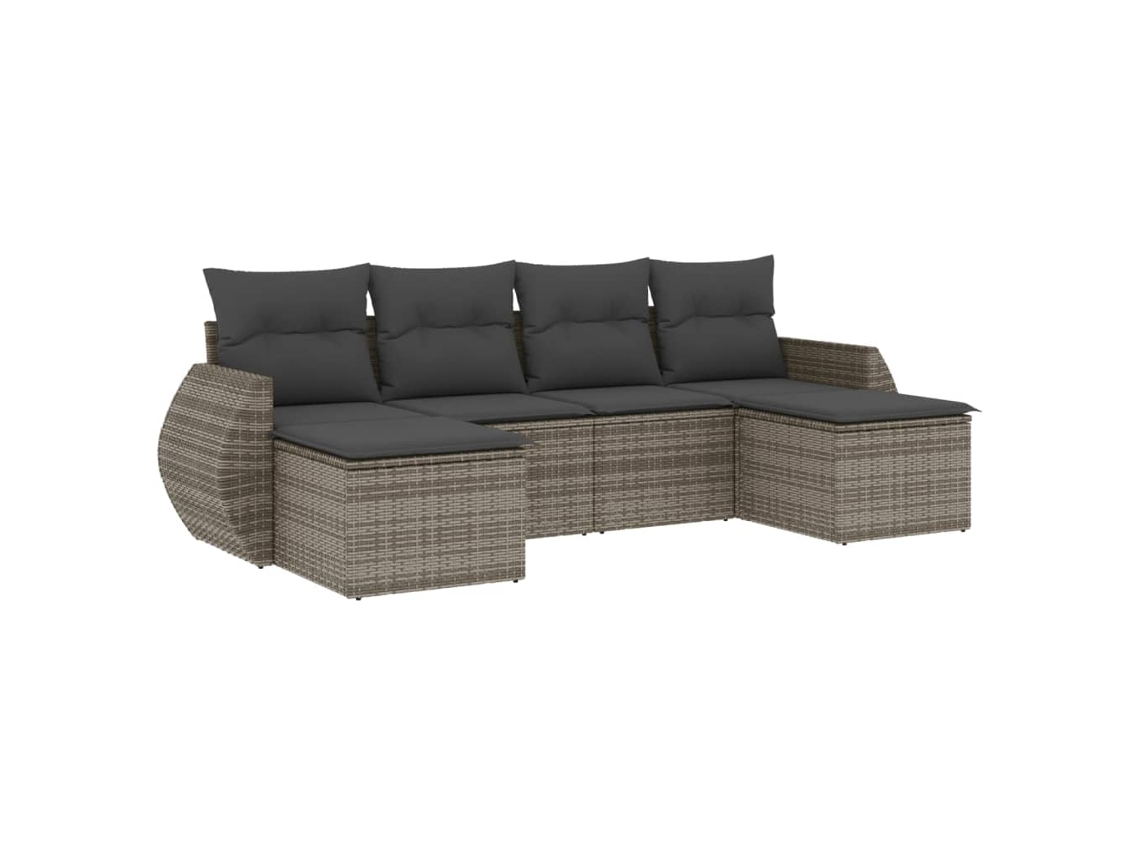 Maison Exclusive - 6 Pcs Conjunto Sofás De Jardim Com Almofadões Vime Cinzento