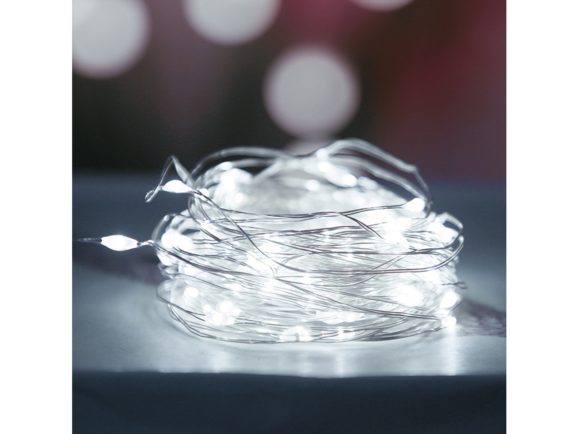 Cordão de Luzes Led Decorativas À Prova D'água, Ideal para Jardins, Festas Ao Ar Livre, Etc. MDUG (10m Branco, 100 Leds)