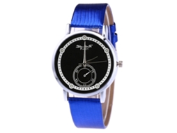 Reloj De Cuarzo Con Correa De Cuero Casual Estilo Para Mujer Hombre Estudiante Azul