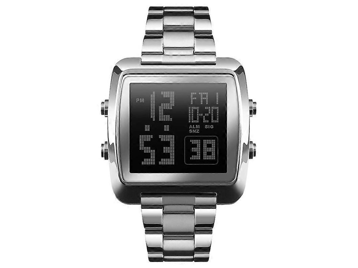 Relógio Masculino Skmei 1369 Retrô À Prova D'água, Dourado, Com Pulseira De Aço E Mostrador Quadrado Luminoso.