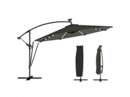Guarda sol Excêntrico Led Solar Ø345cm, Alumínio, Base Cruzada, Manivela, Capa, Cinza DECORALAR TECH