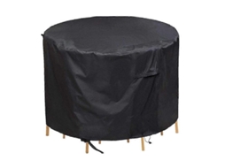 Capa de Mesa Redonda para Jardim para 4 6 Lugares em Poliéster com Pvc, Preta, Resistente À Água e Uv