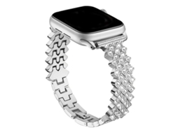 Bracelete para Apple Watch 46/49/45/44mm Liga de Zinco com Diamante Rômbico Prateada XIAOMOYU