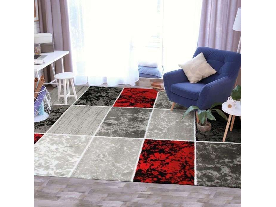 Tapete Vintage Com Padrões De Cubos Vermelhos 160x230