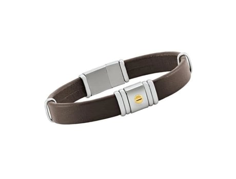 Pulseira Masculina Jourdan Pulseira De Couro Sintético Marrom Aço Homma Jourdan Cor Do Material Branco Tamanho/comprimento 21 Cm