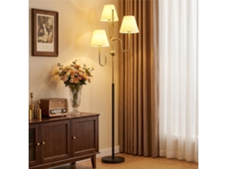 Lâmpada de Pé Alta 165 Cm com 3 Pontos de Luz e Interruptor de Pé.soquete E27 Máx 40w.dourado