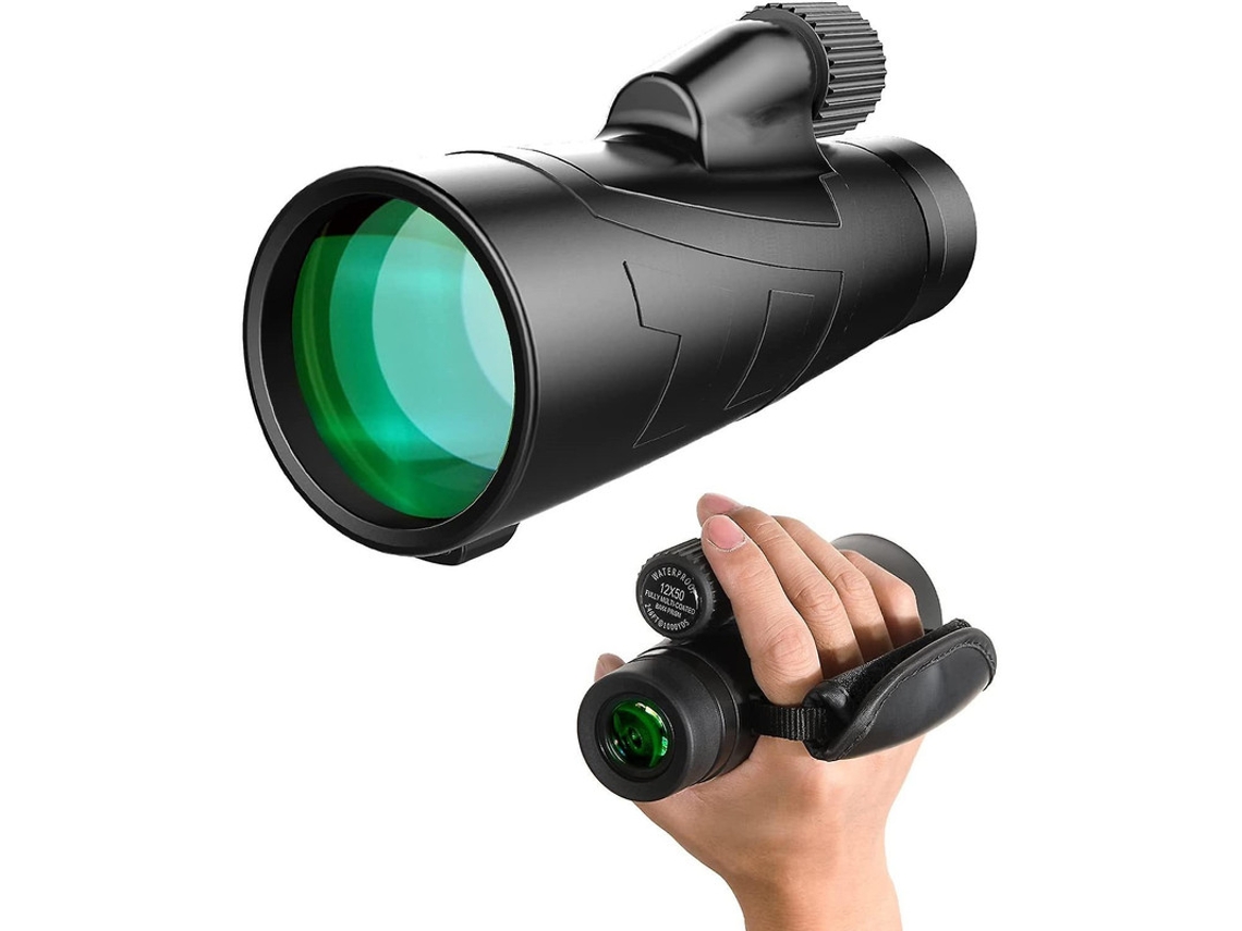 Monocular 12x50 Bak4 Roof Prisma Fmc Ip68 Anti Neblina Tripé Alça Lateral Natureza Vida Selvagem Caça Preto Bestvite