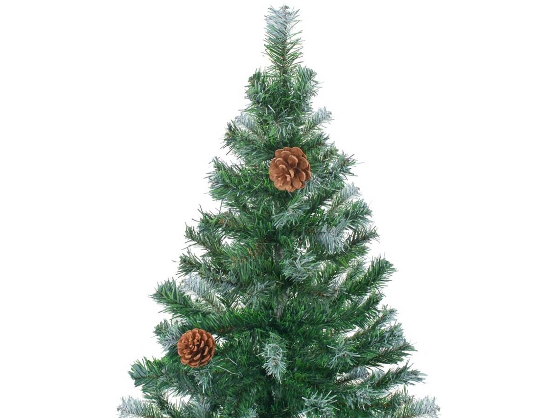 vidaXL Árvore de Natal gelada com luzes LED & pinhas 150 cm 