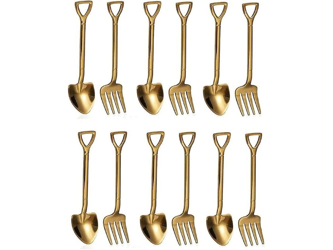 Conjunto de talheres Nova Line, 12 peças de inox, garfos e colheres para sobremesas, café e frutas