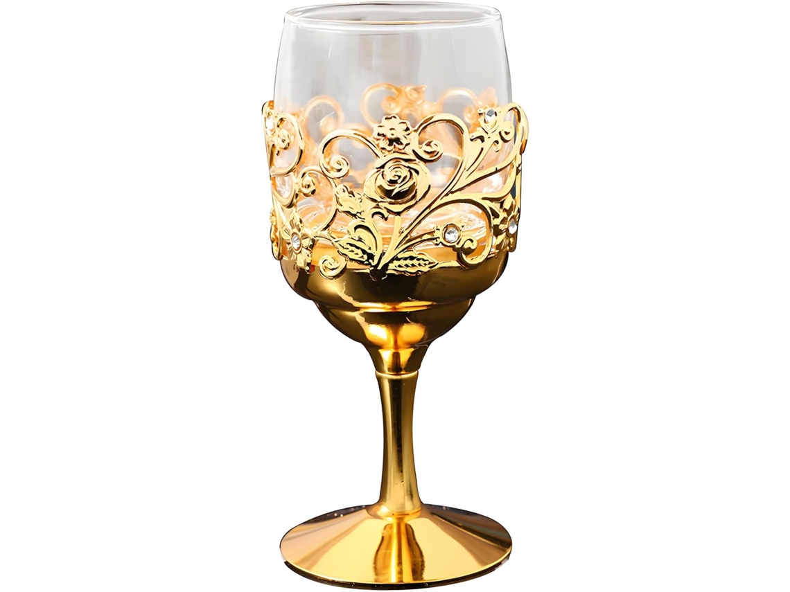 Copo De Vidro Com Borda Metálica, Ideal Para Coquetéis Ou Sucos, Recipiente Para Bebidas Alcoólicas Em Bares