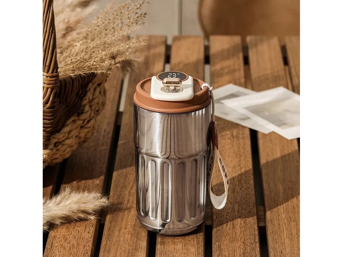 Caneca de Café Térmica em Aço Inoxidável , Design Requintado, Dispensador de Água Inteligente. MDUG (cáqui Escuro)
