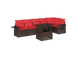 Conjunto de Sofá de Jardim, 7 Peças, Almofadas, Rattan Preto MAISON EXCLUSIVE