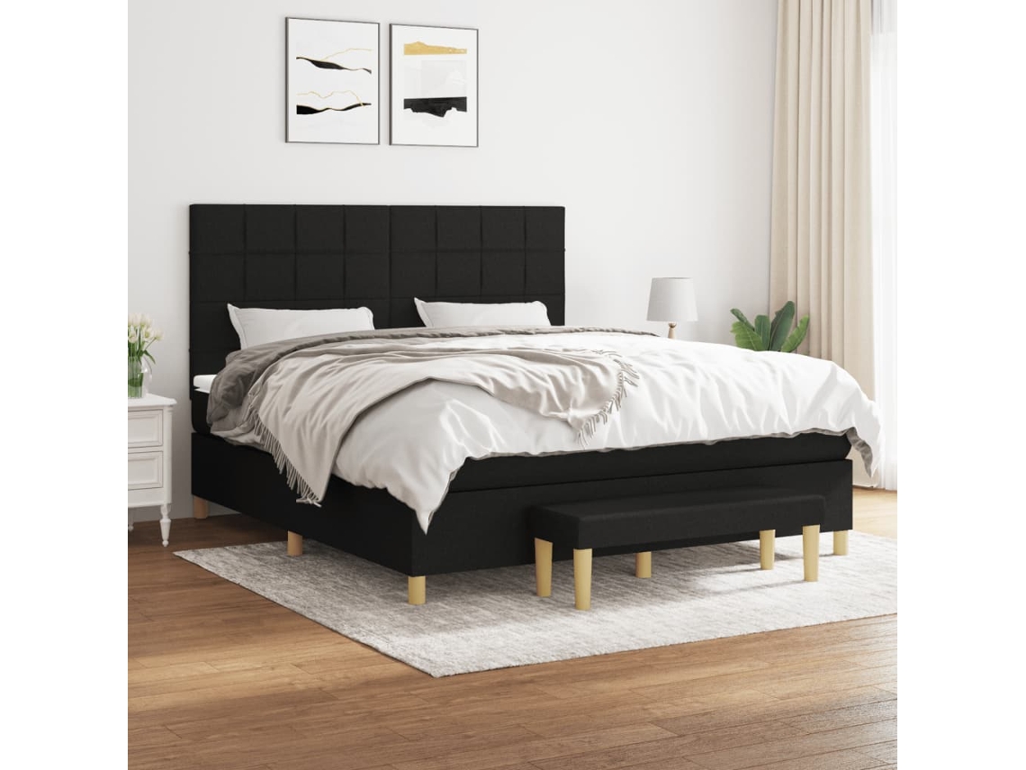 Vidaxl Cama Com Molas/colchão 160x200 Cm Tecido Preto