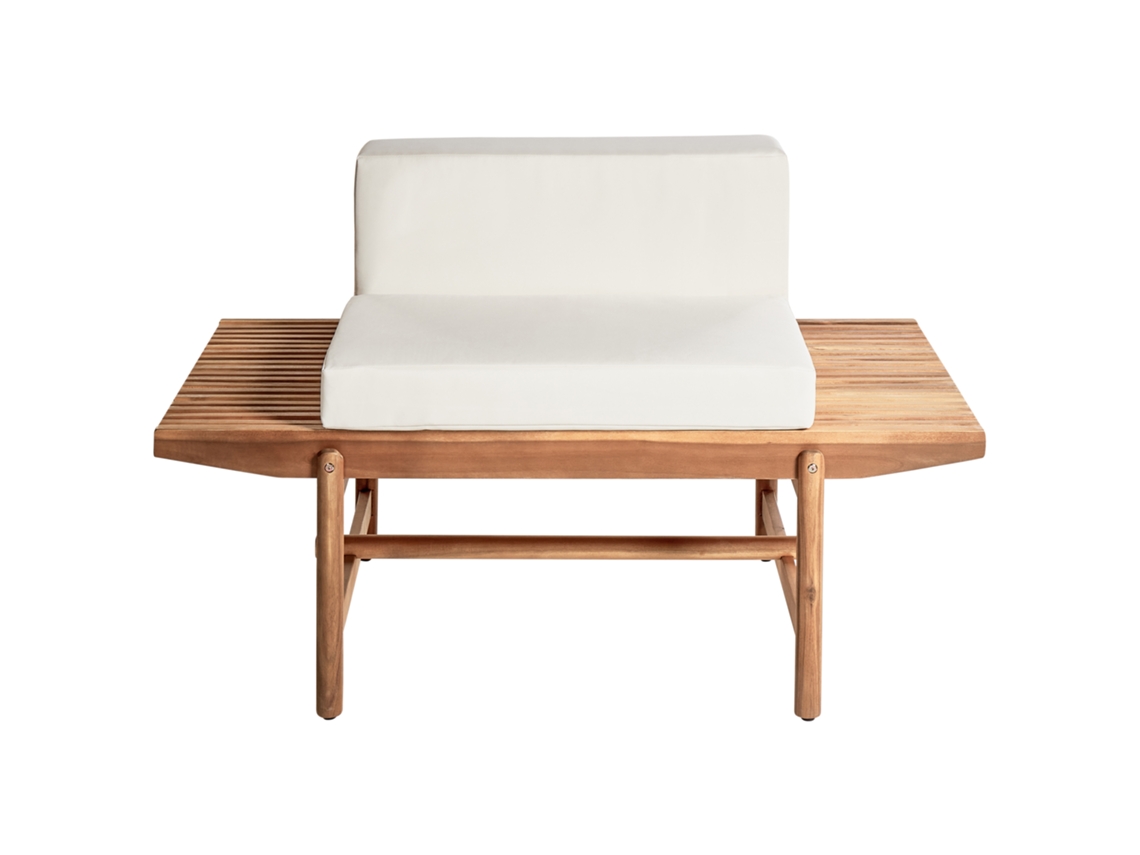 Banco De Jardim Com Almofada Beliani Giaveno De Madeira De Acácia Branco Creme 135x65x84