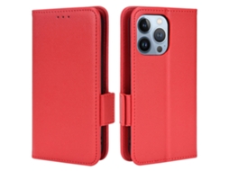 Capa Textura Lichia Para Iphone 15 Plus Pele Sintética Anti-riscos Vermelho
