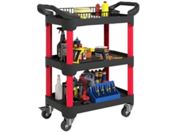 Carrinho Para Carrinho Para Ferramentas Com 3 Níveis. Alças Laterais. Rodas. Plástico. Preto. Ehstmind