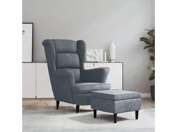 Vidaxl Poltrona De Descanso Com Banco Veludo Cinzento-escuro
