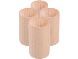 Conjunto 4 Suportes Cilíndricos Aromaterapia Decoração Interiores Madeira Cáqui Design Único Elegante Ideais GOKOCO