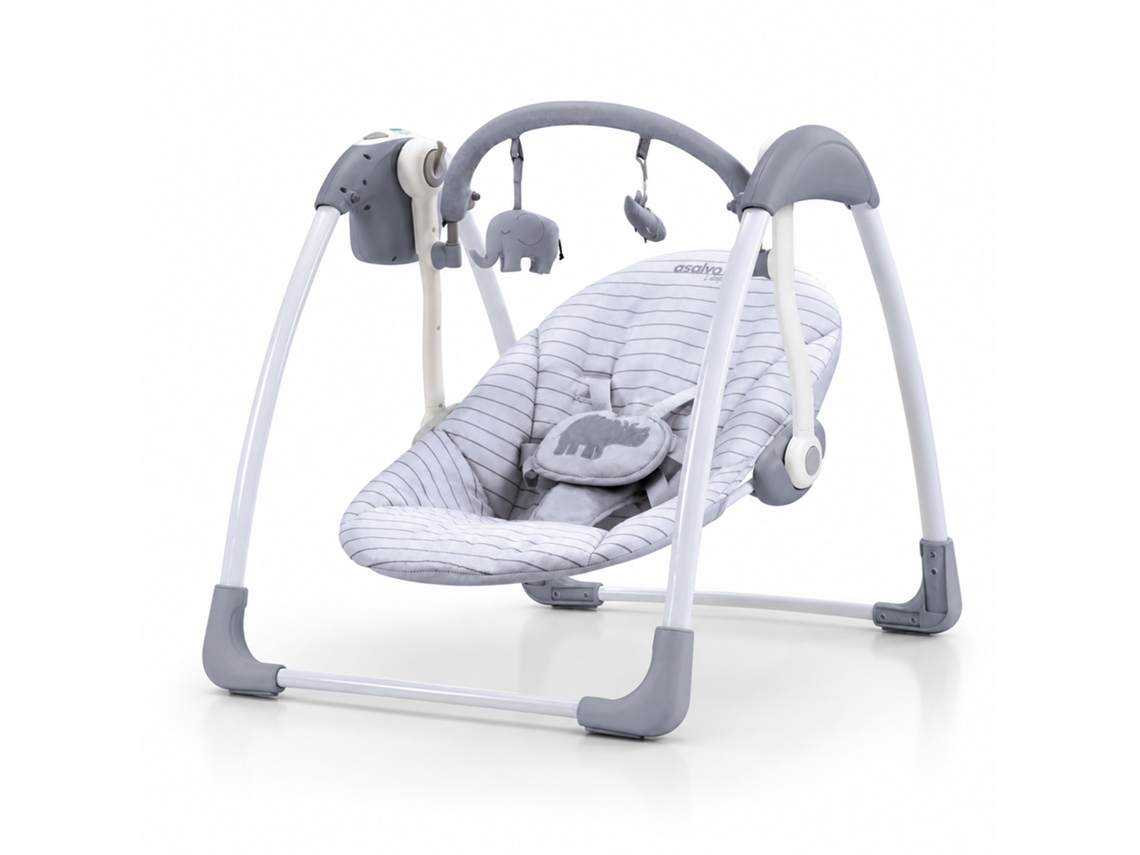 Baloiço Asalvo Daddy - Luz E Carrossel, 5 Velocidades, 16 Melodias, Do Rn Até 9 Kg - Hippo Cinzento