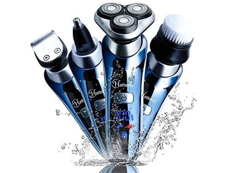 Barbeador elétrico Hatteker para homens, barbeador elétrico 4 em 1 úmido e seco com escova de limpeza facial