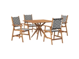 Conjunto 5 de jantar para jardim VIDAXL Marrom Madeira de acácia (110x110x75 cm)