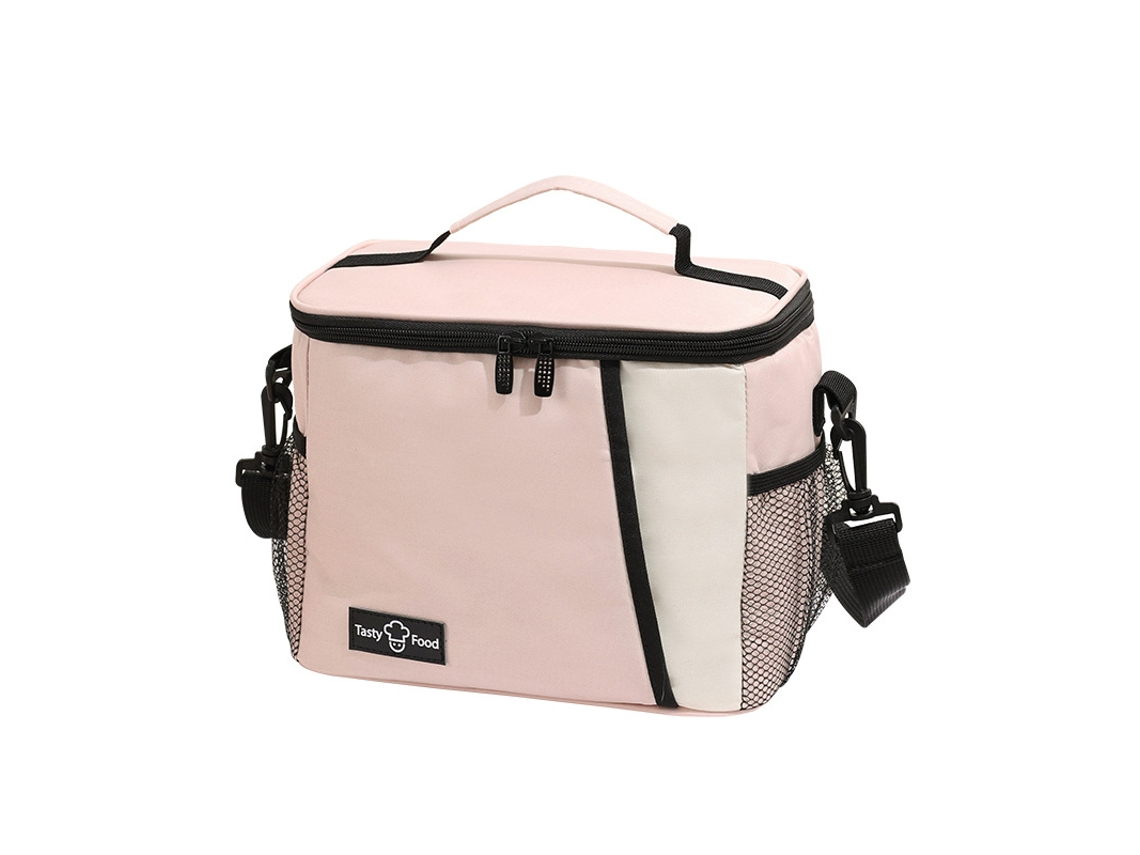 (rosa) Bolsa Térmica Grande Reutilizável Para O Almoço, Com Alça De Ombro Ajustável, Feita De Tecido Oxford.