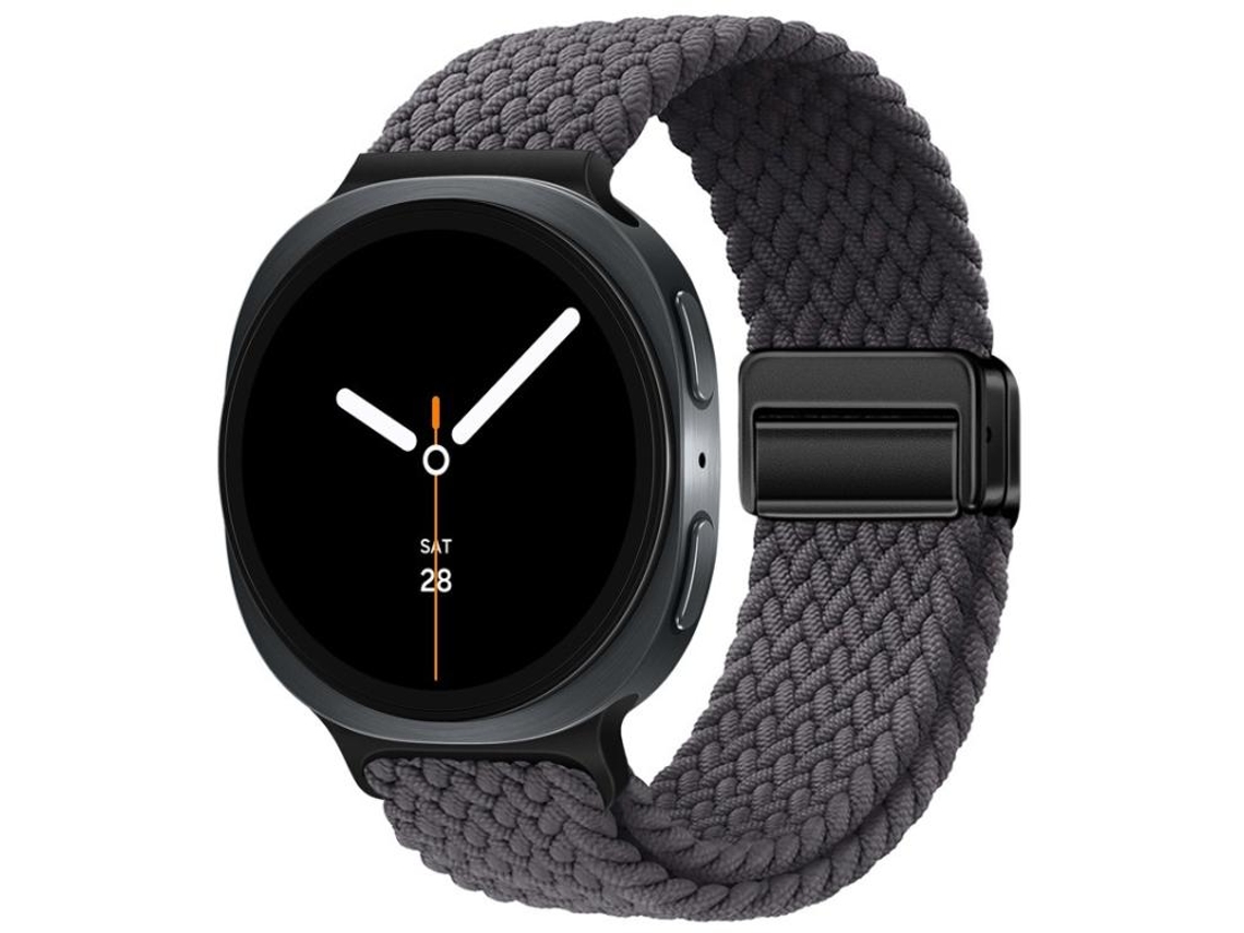 Bracelete para Samsung Galaxy Watch 8/8 Classic Nylon Trançado com Fivela Magnética Clássica Cinza Espacial XIAOMOYU