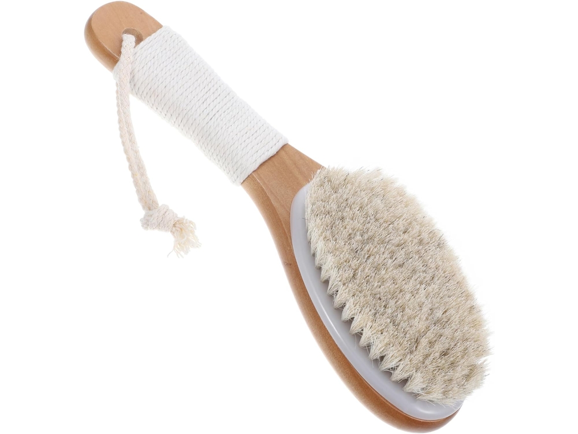 Escova Esfoliante De Crina Cavalo Com Cabo, Escova De Banho Prática Para Esfoliação Corporal Suave