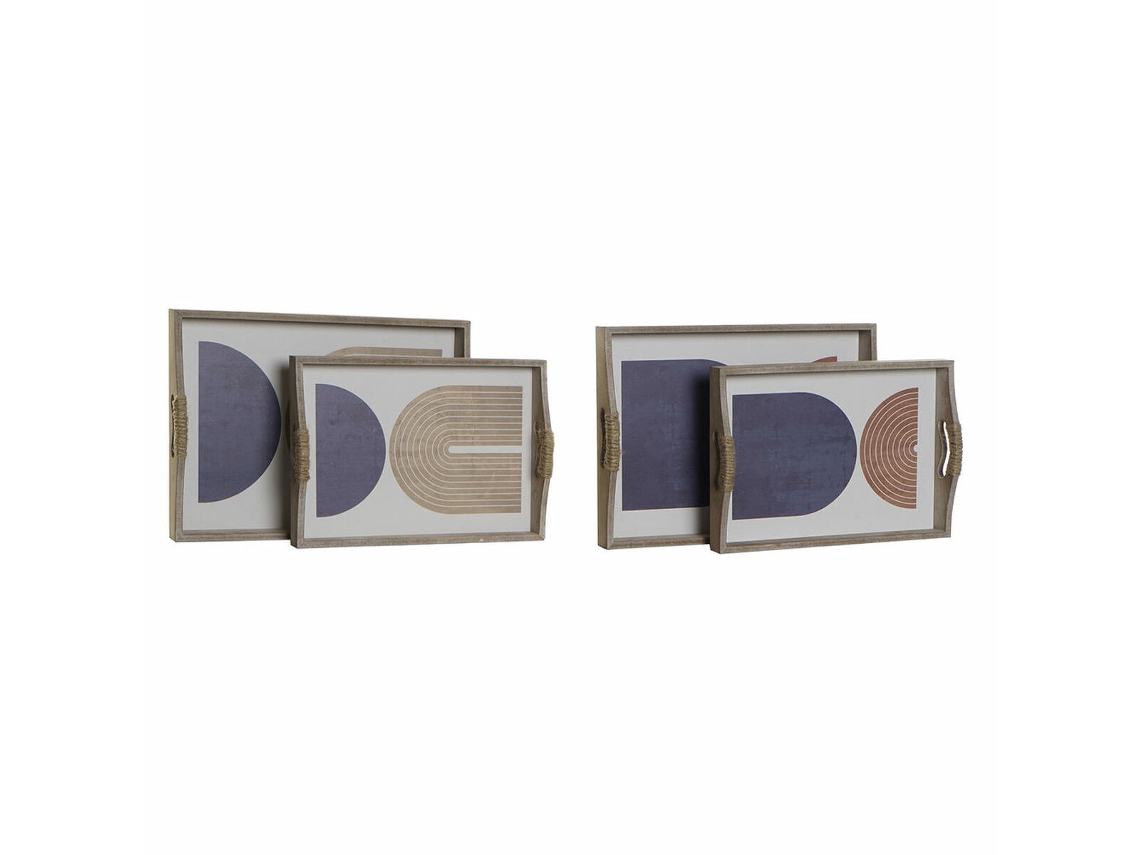 Tabuleiro Dkd Home Decor Madeira Mdf (2 Pcs) (40 X 30 X 6 Cm)