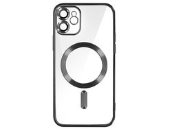 Capa Magsafe para iPhone 11 Silicone Proteção Câmara Moldura Cromada Preto AVIZAR