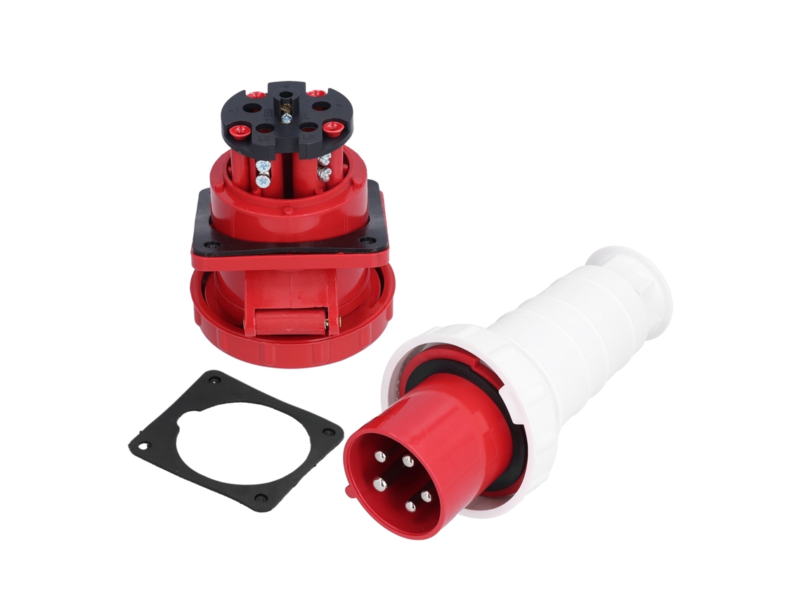 Tomada Industrial de 5 Pinos, Conector de Alimentação Trifásico, Ip67 À Prova D'água, 380, 415v, 63a, 3p+n+e BRILVIBERA