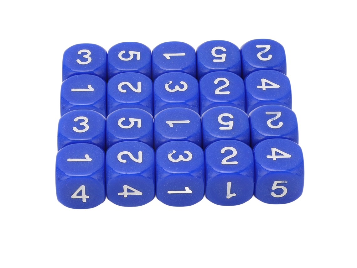 Conjunto de 20 Dados de 6 Lados em Plástico para Jogos de Tabuleiro e Ensino Azul S/MARCA