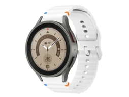 Bracelete Costurado com Padrão de Onda para Samsung Galaxy Watch 5 Pro Branco XIAOMOYU