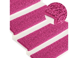 Vidaxl Tapetes De Escada 15 Peças 65x21x4 Cm Rosa Com Borda Retangular