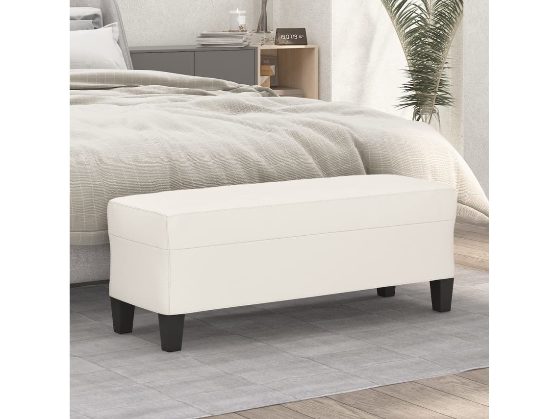 Vidaxl Banco 100x35x41 Cm Couro Artificial Cor Creme