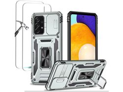 Capa para Moto G73 Tpu+Pc Capa Protetor de Grau Militar com Tampa de Lente Deslizante/2* Vidro Temperado Suporte Magnetico Pa P HONGWE.