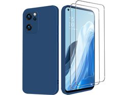 Capa + 2 Pecas de Vidro Temperado para Oppo Find X5 Lite Capa Protetora de Silicone Sedoso Dureza 9H Protecao de Tela Hd Capa I HONGWE.