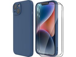 Capa para iPhone 14 6.1 Silicone Liquido Compativel com iPhone 14 6.1 Capa Protetora a Prova de Choque Capa Azul HONGWE.