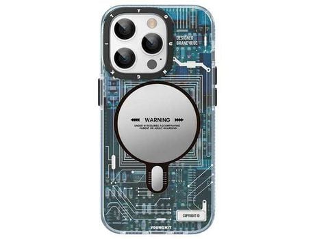 Capa Circuits com Magsafe Premium Youngkit para iPhone 14 Pro Max Blue LUSOSMART