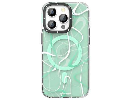 Capa Traces com Magsafe Premium Youngkit para iPhone 14 Pro Max Green LUSOSMART
