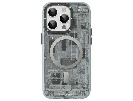 Capa Circuits com Magsafe Premium Youngkit para iPhone 14 Pro Grey LUSOSMART