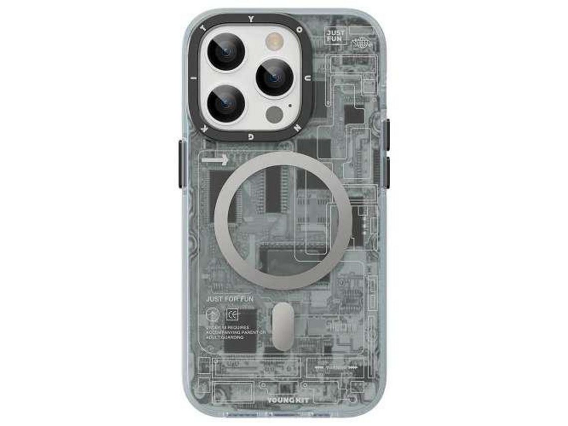 Capa Circuits com Magsafe Premium Youngkit para iPhone 14 Pro Grey LUSOSMART