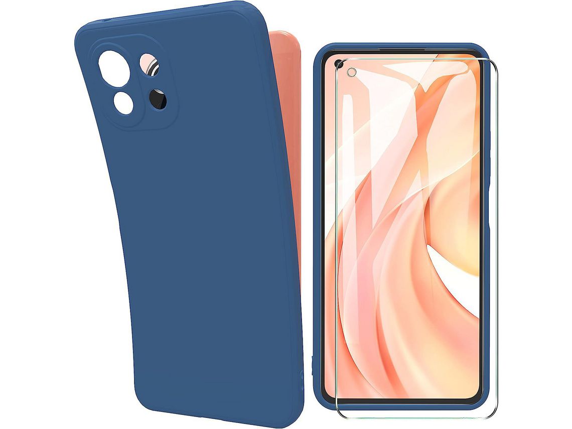 Capa para Xiaomi Mi 11 Lite Silicone Liquido Compativel com Xiaomi Mi 11 Lite Capa Protetora a Prova de Choque Capa Capa Azul HONGWE.