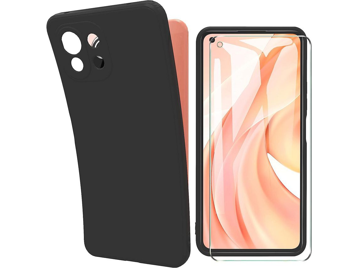Capa para Xiaomi Mi 11 Lite Silicone Liquido Compativel com Xiaomi Mi 11 Lite Capa Protetora a Prova de Choque Capa Case Cover Preto HONGWE.