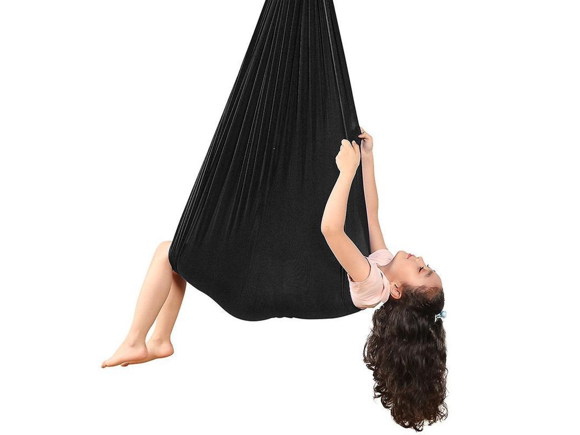 Hamaca de yoga aérea infantil, nylon, 280x100cm, preto | S/MARCA