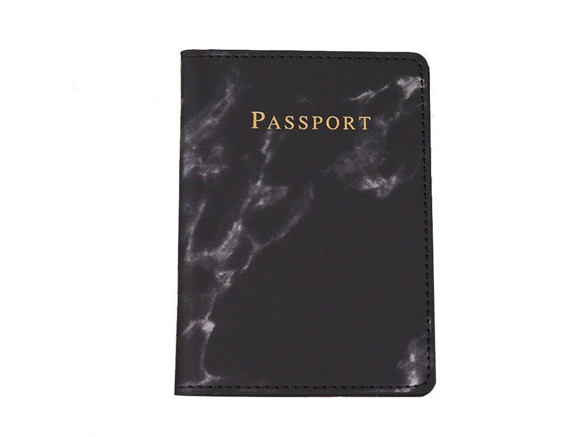 Porta-Passaporte Marmorizado Preto
